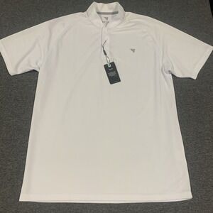 (SMALL STAINS/NWT) Macade Men's XL White Solid Polo Shirt Short Sleeve